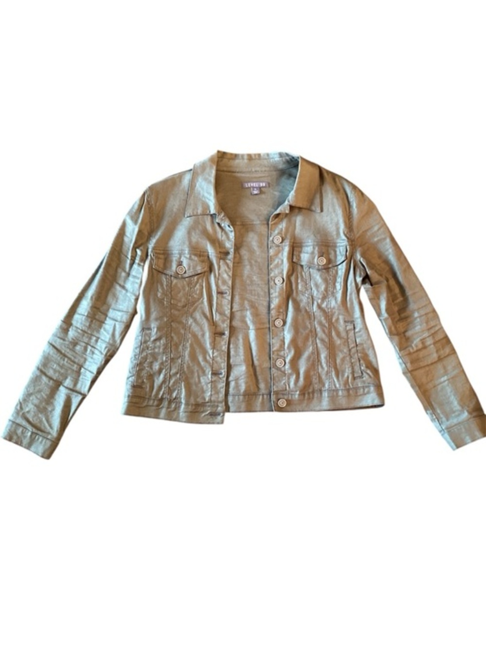 Level 99 Women's Light Tan Button-Front Jean Jacket